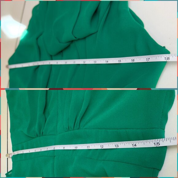 Betsy & Adam Emerald Green Helen Long Chiffon Ruffle Halter Neck Dress Size8 NEW - Picture 11 of 16